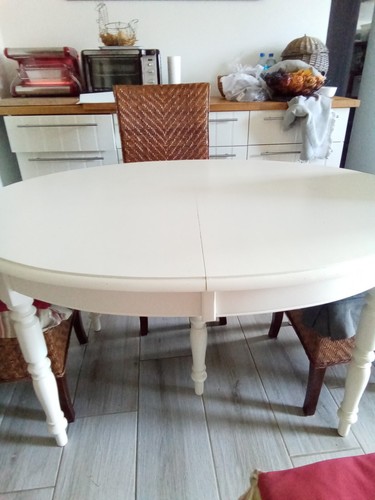 Table merisier laquée blanc - merisier,