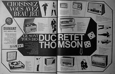 PUBLICITÉ DUCRETET THOMSON ÉLECTROPHONE DIAMANT PURETÉ TRANSISTOR RADIO STÉRÉO