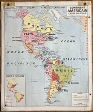 🌎 Ancienne carte scolaire Vidal-Lablache 318, 1960 - Amérique, nord et sud