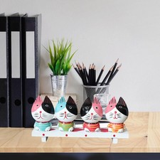 Statues de chat Figurines avec banc d'exposition Chambre Cuisine