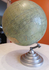 Grand globe terrestre carton et socle alu GIRARD BARRERE et THOMAS des années 40
