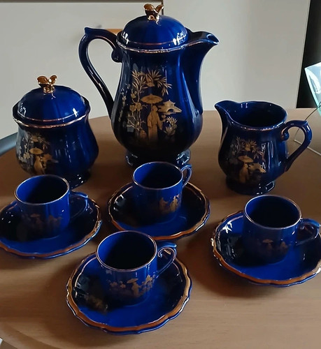 Service café bleu cobalt - service,