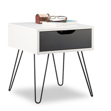 Table de chevet gris-blanc