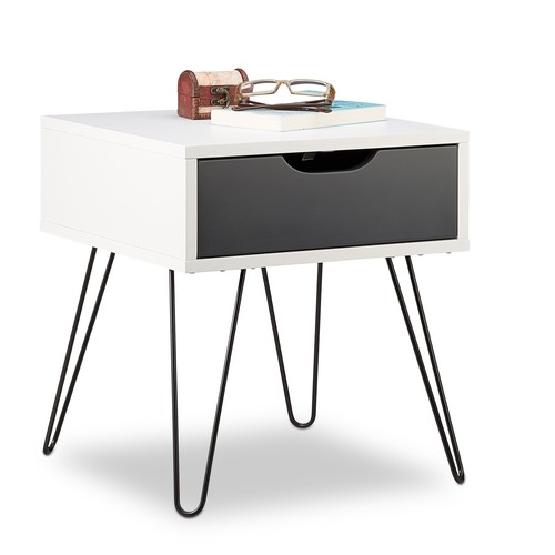 Table chevet gris blanc - table, gris-blanc