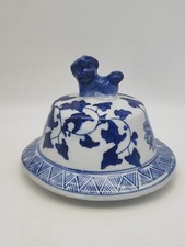 Couvercle Ovale Ancien Porcelaine Pour Potiche/Pot Asiatique, Prise Chien de fô