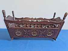 SUPERBE BERCEAU LIT ENFANT A BASCULE ARTISANAT BRETON MEUBLE MINIATURE POUPÉE