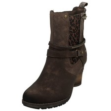 Bottines Mustang Femme Talon Haut Zip Latéral Mocha