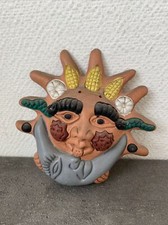 Ancien masque inca décoration à suspendre maya soleil lune prosperite