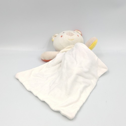 Doudou ours beige - rouge, jaune