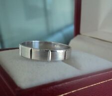 Bague De Mariage En Or Blanc 9ct Motif Moderniste Vintage Années 1990 Taille Q