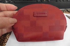 Vintage - Porte-monnaie mini trousse Le Tanneur en cuir et toile tissu rouge