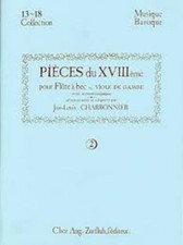 Charbonnier pièces du XVIIIe pour flute à bec ou viole de gambe volume 2  (Zurfl