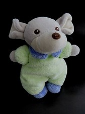 *. DOUDOU PELUCHE NOUNOURS SOURIS CHIEN vert bleu mauve grelot ET. NEUF*