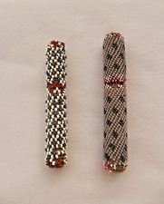 2 Ancien Etui Porte Aiguilles Perles De Verre XIXè Victorian Needle Beaded Box