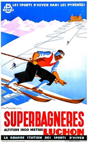 Affiche poster ski - affiche, pyrénées