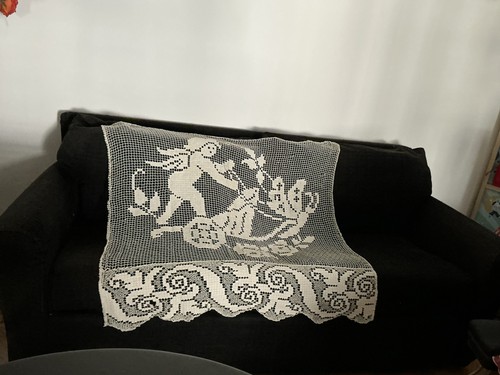 Rideau ancien filet - rideau, main