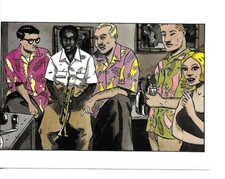 RARE / CARTE POSTALE - SAXOPHONE TROMPETTE JAZZ CLUB MUSIC BAND NIGHT / POSTCARD