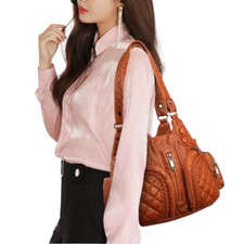 Sac à Main Bandoulière En Cuir Marron Mode Porté Épaule Fourre-Tout Femme