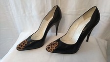 Escarpins Talons hauts  "ERNEST"  Paris - Cuir Noir - Bout façon léopard - T.39