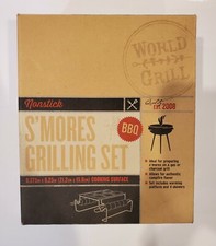 NIB World Grill S'Mores Grilling Set  Large Nonstick Surface & 4 Skewers
