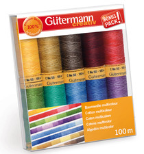 Fil En Coton Naturel Variegé Gutermann - 100M X 10 Bobines