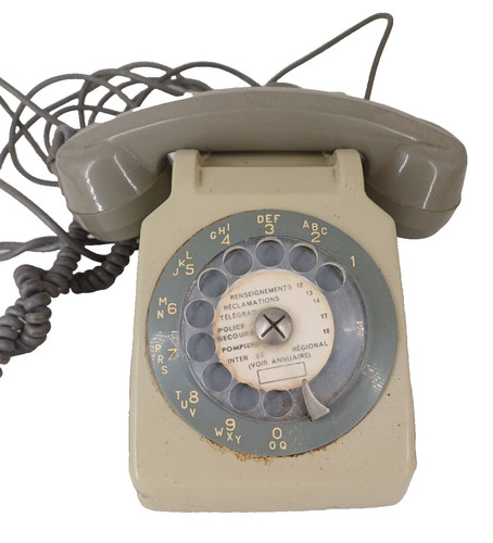 Ancien telephone cadran gris - ancien,