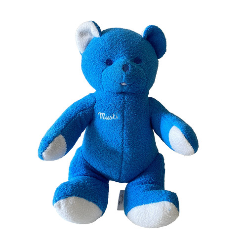 Ours doudou bleu blanc - bleu, jouet