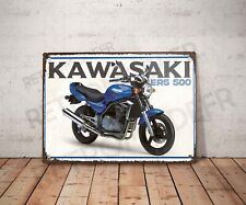 Plaque métal vintage Kawasaki er5 500 Enseigne Garage Décoration moto Déco
