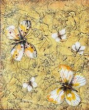 Tableau Acrylique sur toile- "Papillons Blancs" signé Mireille Goavec