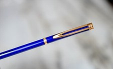 RARE STYLO PORTE-MINES  WATERMAN GENTLEMAN LAQUE BLEU ROYAL & PL. OR 18 CARATS
