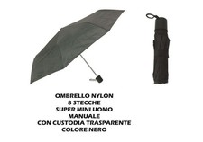 Parapluie Super Mini Noir Nylon 8 Lattes Avec Étui Transparent Résistant