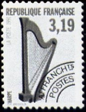 FRANCE PREOBLITERE TIMBRE STAMP 220 " INSTRUMENT DE MUSIQUE HARPE " NEUF xx LUXE