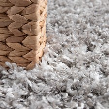 Tapis De Salon Shaggy Gris Poils Longs Doux Motif Losanges Design Oriental