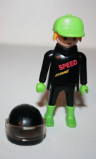 PLAYMOBIL 3779 PILOTE CASQUE CASQUETTE VERTE MOTO DE COURSE NOIRE