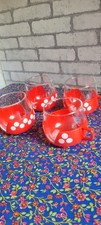 lot 4 tasses a café vintage rouge a pois
