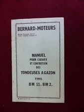 manuel usage et entretien des tondeuses a gazon BERNARD MOTEURS types BM 11 & 2