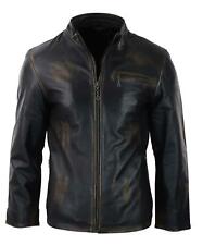 Veste en cuir véritable homme col indien style vintage classique marron noir
