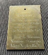 France- Rare plaque commémorative ancienne Grenadier Hussard ‘Barbot’ - Napoléon