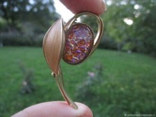 Broche ancienne Fleur Bronze Verre MURANO
