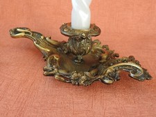 ANCIEN BOUGEOIR A MAIN EN BRONZE RAT DE CAVE CHANDELIER CANDLESTICK ROCAILLE