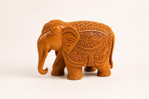 Hand carved wooden - hand, elephant