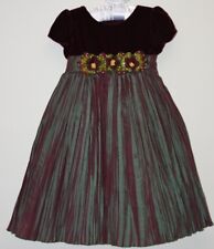 Neuf Cinderella Filles Robe Velours Rouge Bordeaux Vert Taffetas 3D Fleurs 2