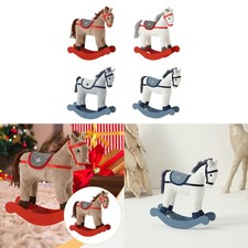 Cheval à bascule de Noël en peluche, base en bois, 23 x 8 x 26 cm, décoration