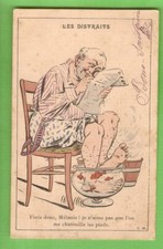 "ILLUSTRATEUR"  cpa  carte postale  HUMOUR   Dessin  Vieux pieds bocal poissons