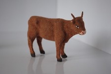 FIGURINE CRÈCHE  SANTON ANIMAL DUVINEAU VACHE FLOQUÉE TBE