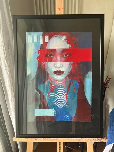 Peinture portrait encadrée - ,