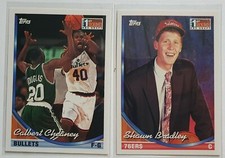 Lot de 2 Cartes Basketball NBA Topps 1993-94 #41 Bradley RC - #250 Cheaney