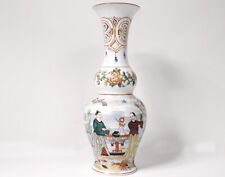 Vase balustre porcelaine Bayeux personnages chinois fleurs phoenix XIXème