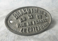 #Plaque 60's - 70's# Ancienne plaque nominative Bracq Frères - Le Cateau