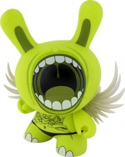 KIDROBOT DUNNY 8" DEPH BIG MOUTH GREEN 250pcs 2006 SIGNED x2 MINT -vinyl toy